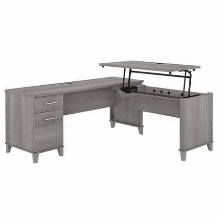 Bush Business Furniture Somerset 72W 3 Position Sit to Stand L Shaped Desk in Platinum Gray SET014PG